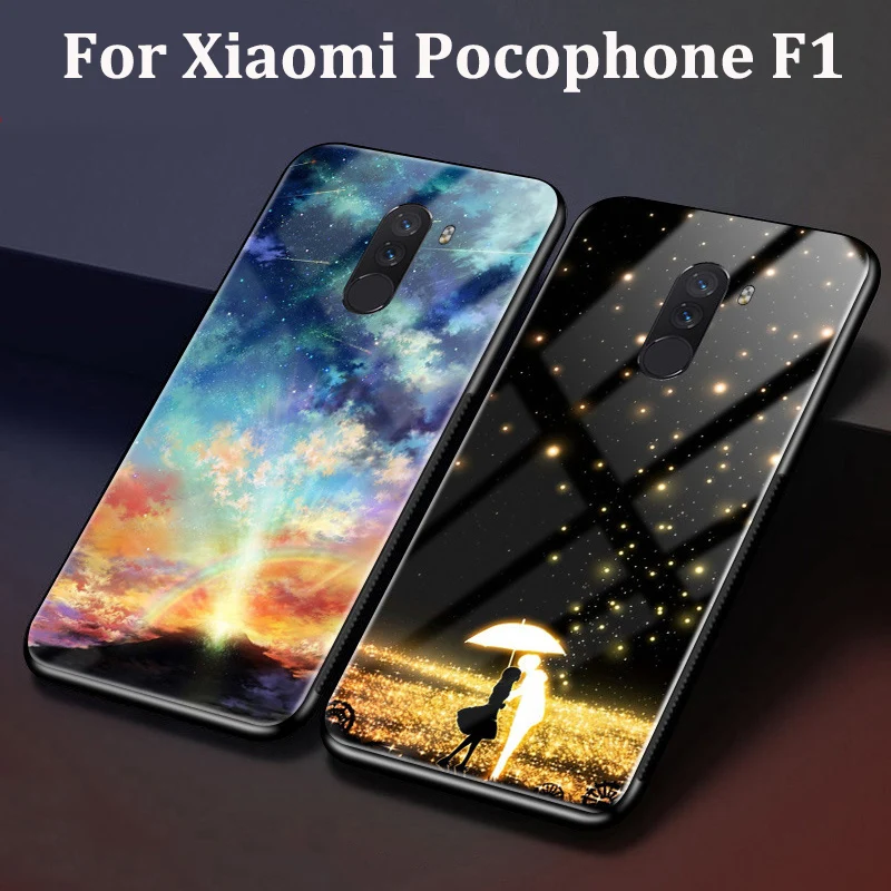 Чехол для Xiaomi Pocophone F1 чехол Poco телефона из закаленного стекла глобальная Версия F 1