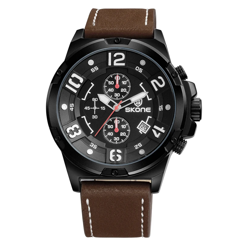 

SKONE Men's Silicone Strap Big Dial Sports Watch Male Luxury Brand Watches Waterproof Auto Date Quartz Watches Relogio Masculino