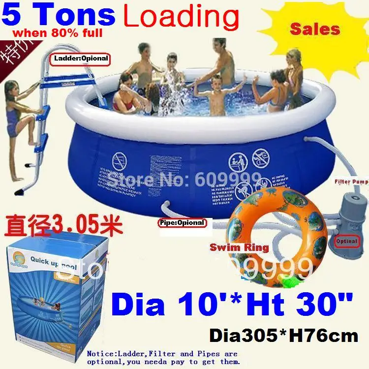 

Large 305*76cm(10'*30") Top Ring Inflatable Support Swimming Pool for Kids & Parents/Super-tough PVC Laminated Swimming Pool