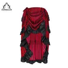 TOPMELON юбка в готическом стиле женская новая модная юбка в стиле панк высокая низкая полоса шаблон костюм танцевальная вечеринка представление юбка