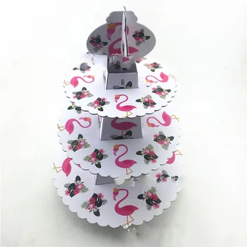 

1pcs/set Cartoon Flamingo Baby Shower Birthday Party Decorations Supplies Cardboard Cupcake Stand 24 Cupcakes 3 Tier