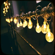 25 мм Шар СВЕТОДИОДНЫЕ гирлянды фонари 1 м 2 м 3 м 4 м 5 м 10-50Led Свадьба KTV бар вечерние украшения сада праздник фея с батарейным блоком VR