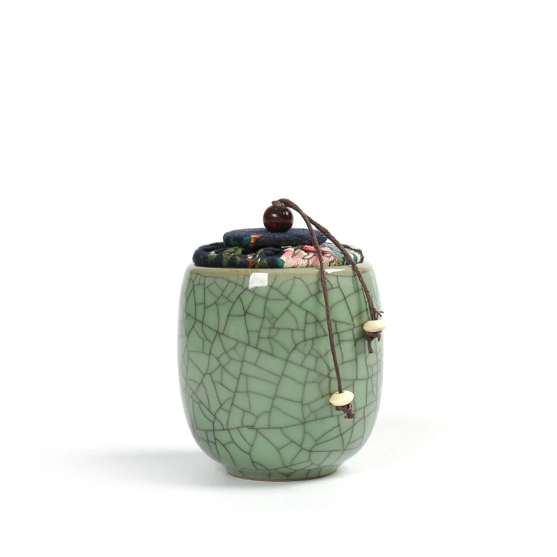 Китайские чайные банки Longquan Celadon Crackle Glaze чайная посуда чайная банка пробковая Мешковина печать баночка с крышкой хранение конфет винтажный домашний декор - Цвет: C1