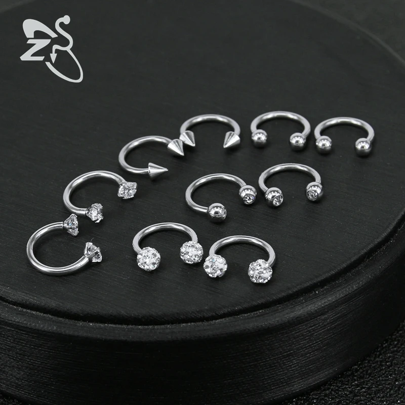 ZS 5 парт/Лот 16G хирургический стальной Нос Stud BCR пирсинг для носа ушей бровей губ