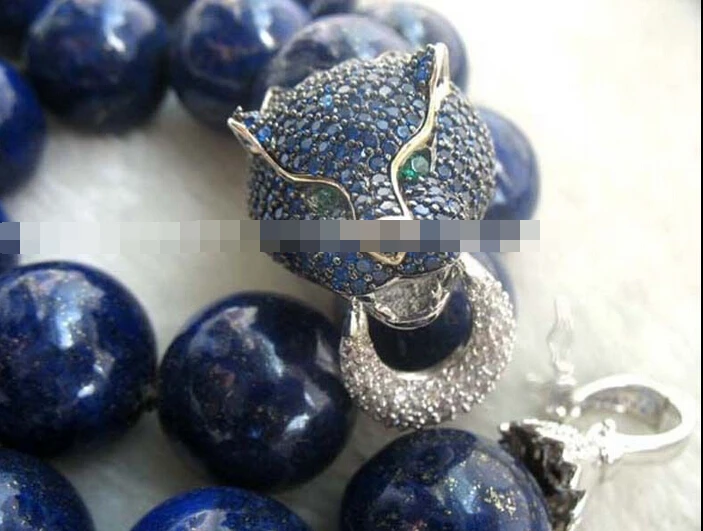 

FREE SHIPPING>>>@@ 11.25 lapis lazuli 20mm blue leopard clasp necklace 18inch Discount 35%
