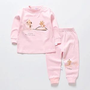 Комплект одежды для сна для малышей от 6 до 24 месяцев, детские пижамы, хлопковая одежда для сна для маленьких мальчиков и девочек, комплект для сна с круглым воротником для детей - Цвет: Elephant-Pink