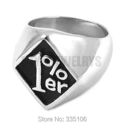 Anello Nero One Percento 1% Er Anello Gioielli In Acciaio Inossidabile Fashion Motor Biker Mens Ring All'Ingrosso Swr0254A