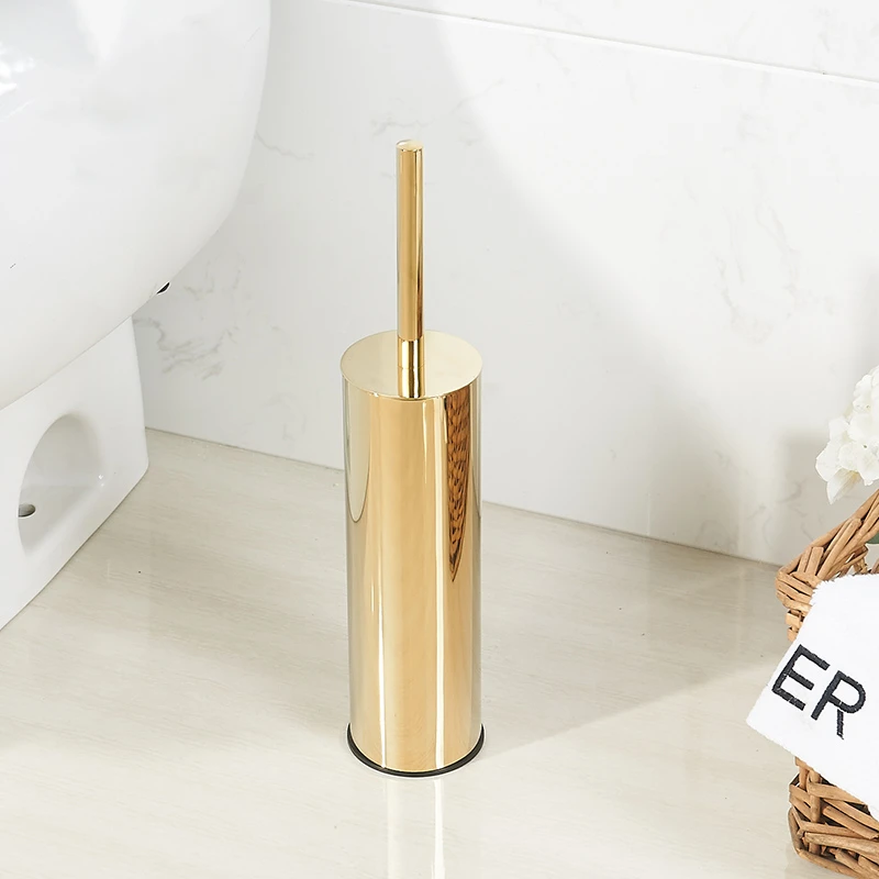Luxury Gold Toilet Brush Holder Set Durable Bath Brush Head Cleaning Brush Replacement Bathroom