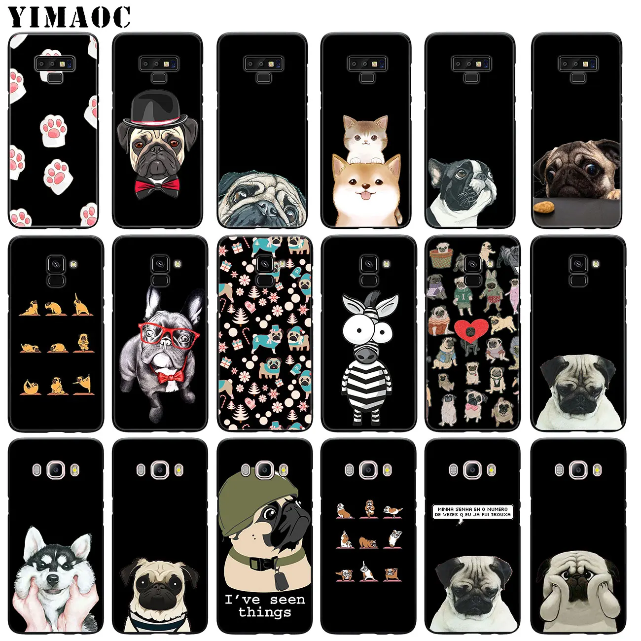 

YIMAOC dog Paw Husky pug cute Soft Silicone Case for Samsung Galaxy A6 Plus A9 A8 A7 2018 A3 A5 2016 2017 Black Note 9 8 Cover