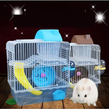 

Sleeping Rat Hamster Cage Package Double Deluxe Villa Anti-Jailbreak Crystal Small Castle House XI3211055
