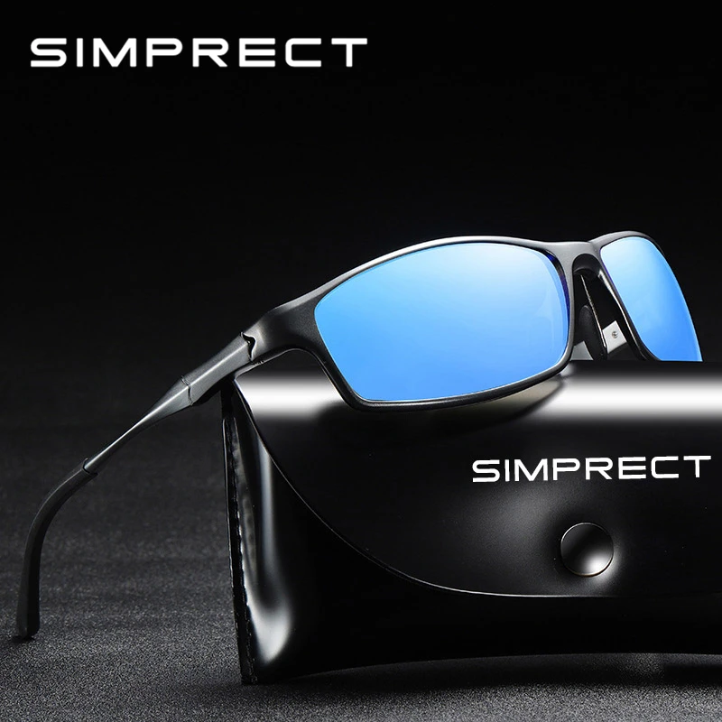 

SIMPRECT 2019 Polarized Sunglasses Men UV400 High Quality Square Sun Glasses Aluminium Magnesium Metal Driver Mirror Lunette
