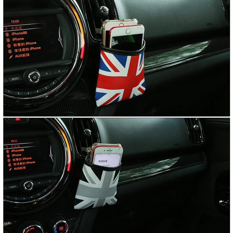 Кожаный Автомобильный мешочек для выхода воздуха Union Jack сумка Органайзер