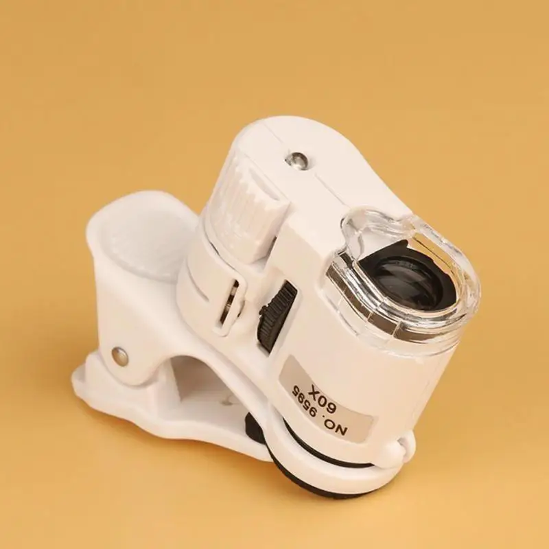 60X светодиодный освещенный Лупа-микроскоп сотовый увеличительное стекло для телефона камера клип портативный для смартфона