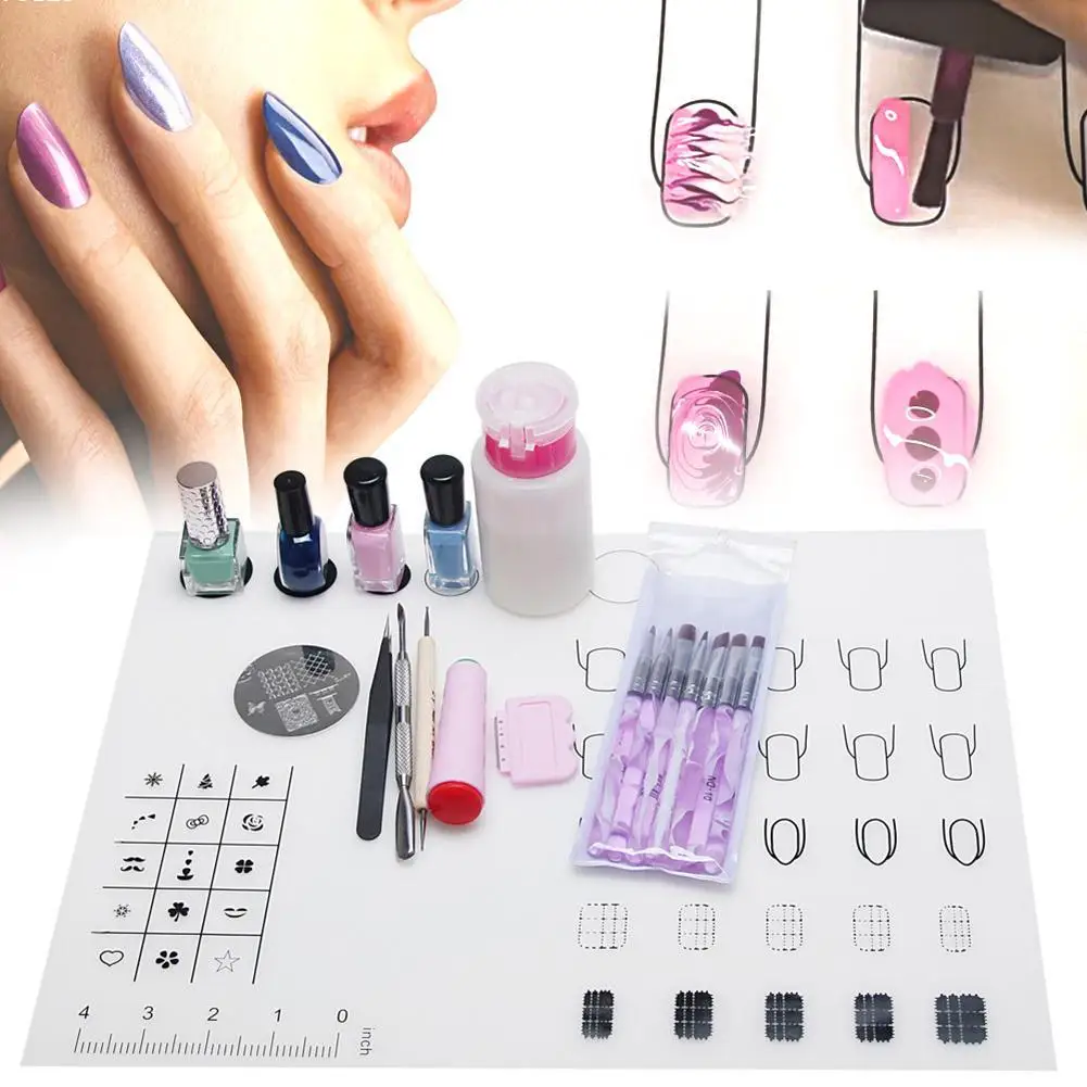 Magic Silicone Nail art template Mat For Stamping Decals Nail Stamping