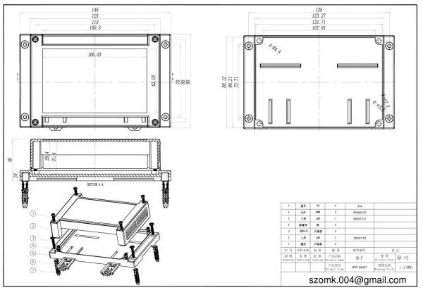 1 piece free shipping electronic din plastic enclosure din rail plastic enclosure plastic electronic box din  145x90x40mm