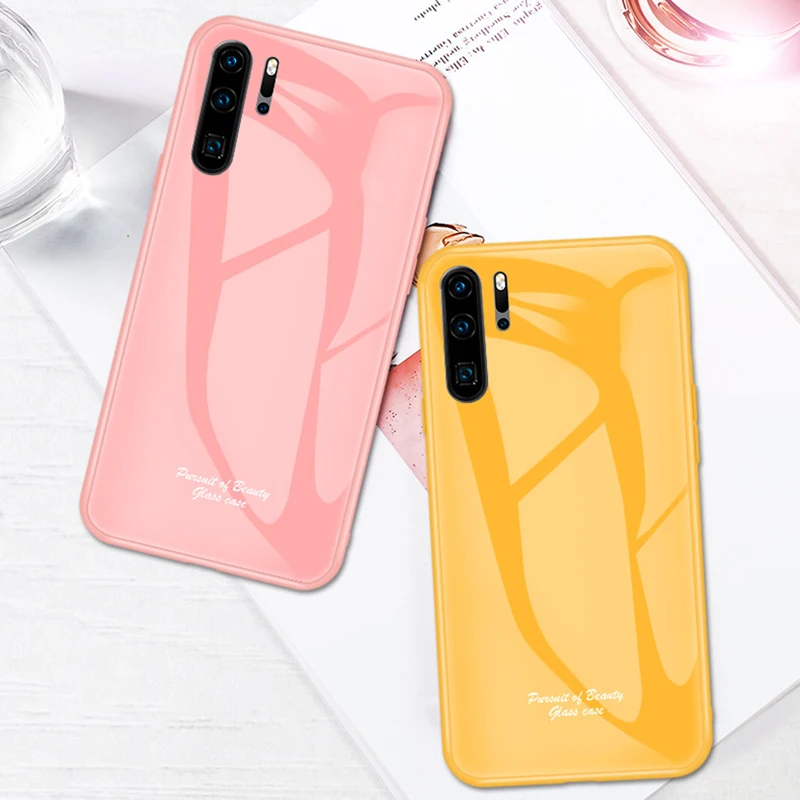 

Tempered Glass Candy Color Case For Huawei P10 Plus P20 Pro P30 Lite Mate 9 10 20X Nova 3 3i 3e 4 4e Y9 2019 Y7 Back Phone Cover