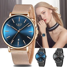 LIGE Women Watch Top Brand Luxury Ladies Simple Ultra-thin Clock Stainless Steel Mesh Belt Waterproof Watch Ladies Watch +Box LIGE Women Watch Top Brand Luxury Ladies Simple Ultra-thin Clock Stainless Steel Mesh Belt Waterproof Watch Ladies Watch +Box