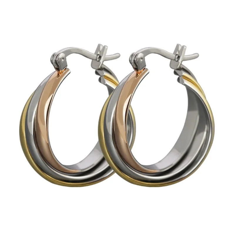 

Women Electroplated Rose Gold Titanium Steel Tri-color Earrings Anti Allergy Earrings Eardrop Ear Jewelry