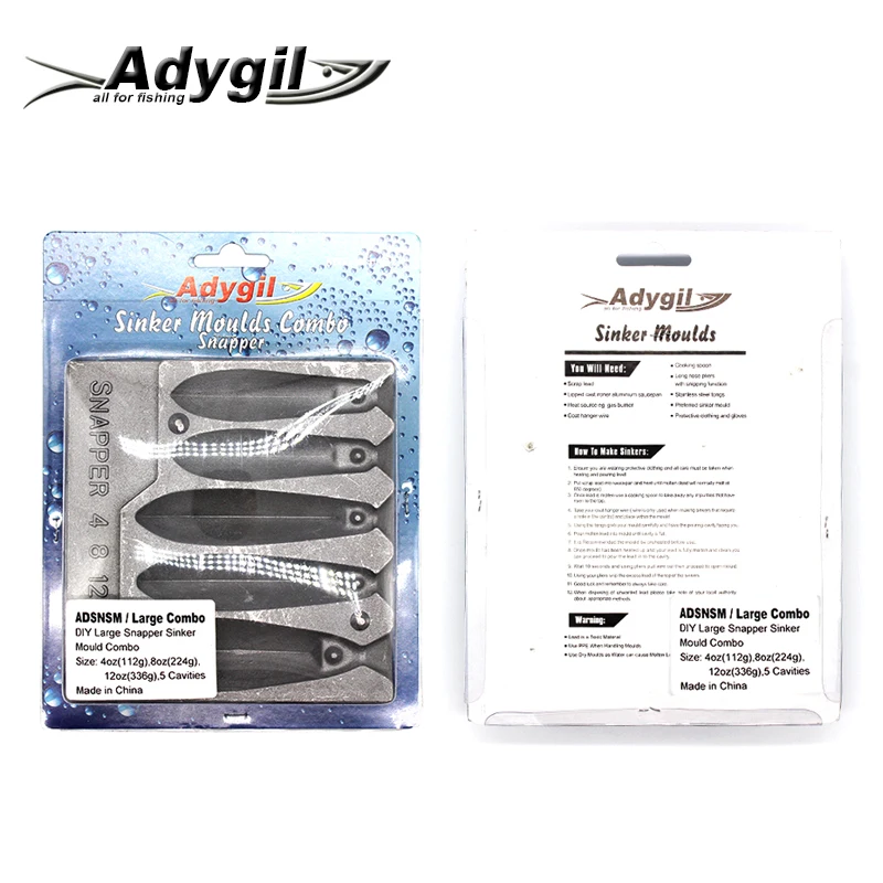 Adygil DIY Fishing Snapper Sinker Mould ADSNSM/Large Combo Snapper