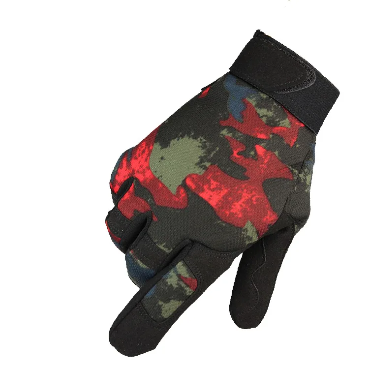 Мужские камуфляжные военные перчатки, армейские тактические перчатки с полным пальцем, противоскользящие термальные перчатки для страйкбола, велосипеда, страйкбола, Мотоциклетные Перчатки - Цвет: Red camouflage