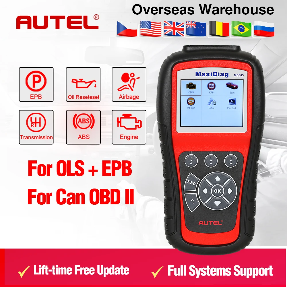 

2018 Latest Original AUTEL MaxiDiag MD805 Full System Diagnostic-Tool Support OLS/EPB+CAN OBDII Same as MD802 Update Online