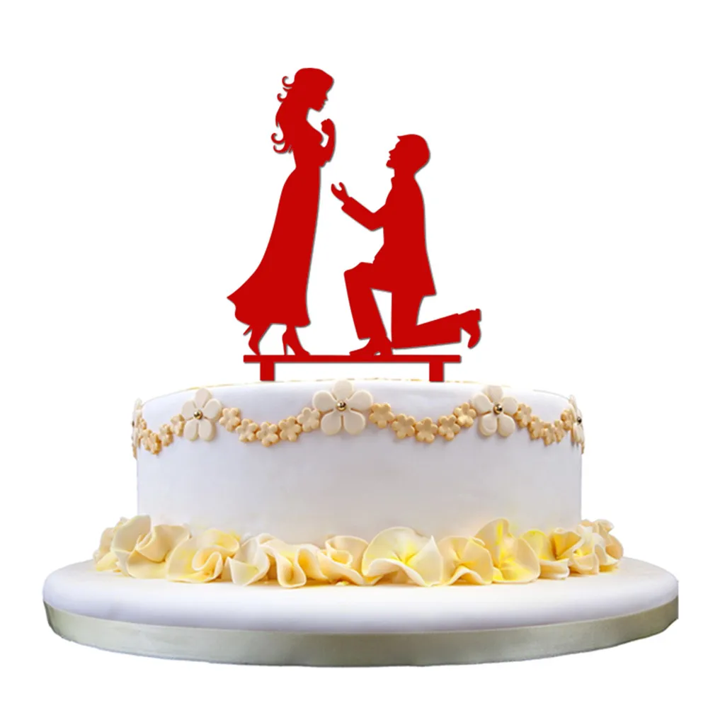 16CM Acrylic Cake Topper Couple Lover Propose Cake Decorating