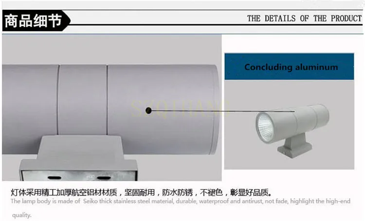 AC85-265V Водонепроницаемый Нержавеющая сталь вверх-вниз 10 Вт/20 Вт/30 Вт/40 Вт/черный/серый светодио дный настенный светильник IP66 двойной