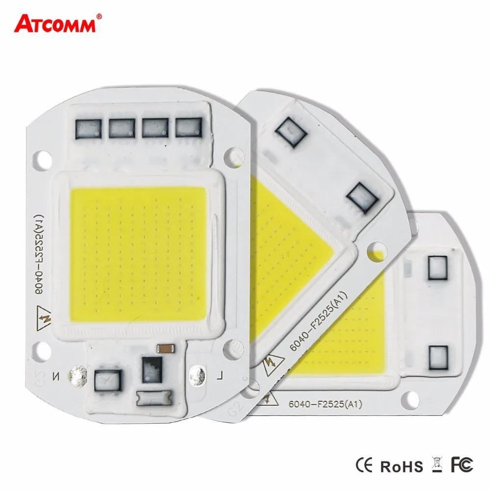 Matriz de luz led inteligente de alta potência para projetores, 20w 30w 50w 110v 220v, faça você mesmo, diodo led, lâmpada de chip ao ar livre