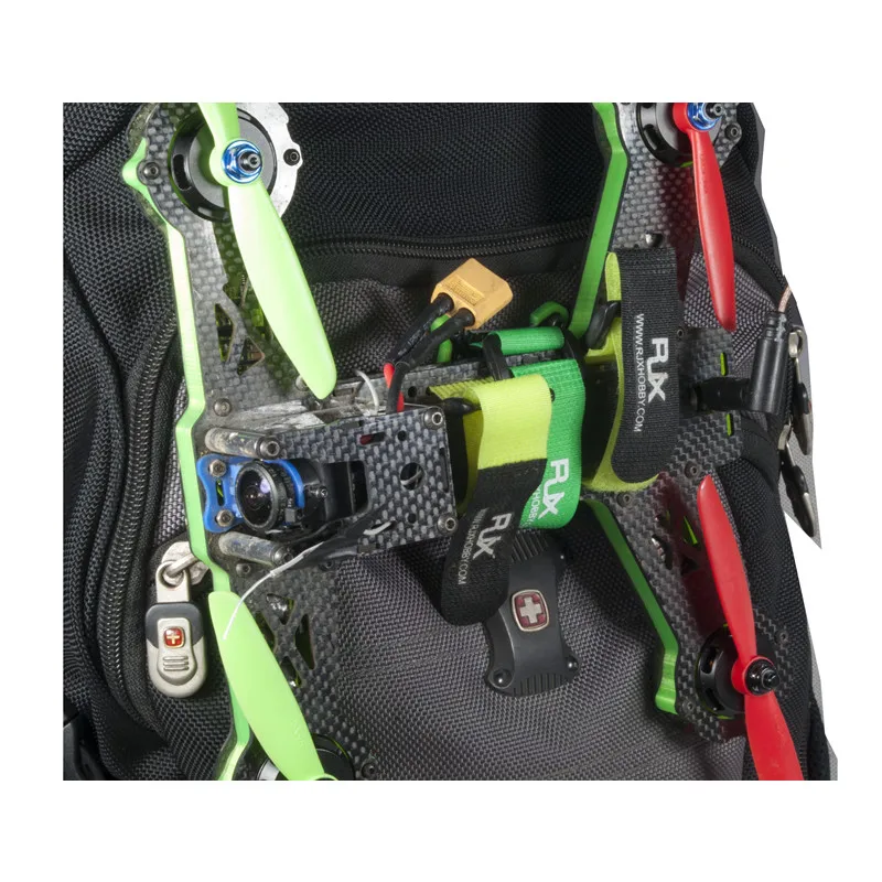 Support pack 200x20mm ou 300x20mm, sangle ajustable pour drone FPV fixée sur un sac à dos.