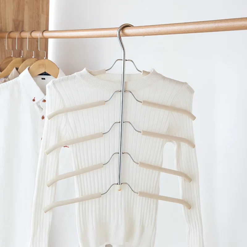 

Multilayer Fish Bone Shape Stainless Steel Clothing Storage Racks Clothes Hanger Storage Holder Wardrobe Laundry Drying Rack