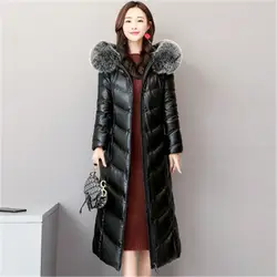 Новая зимняя Женская куртка-пуховик большого размера, Женская куртка с длинными рукавами и капюшоном в Корейском стиле из овечьей кожи