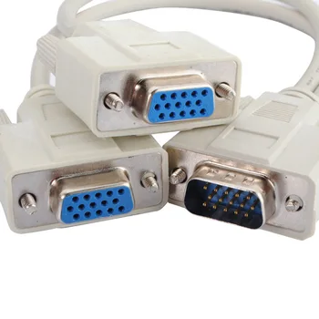 

20pcs/lot free shipping VGA Male to 2 x VGA Female Splitter Cable 15 PIN