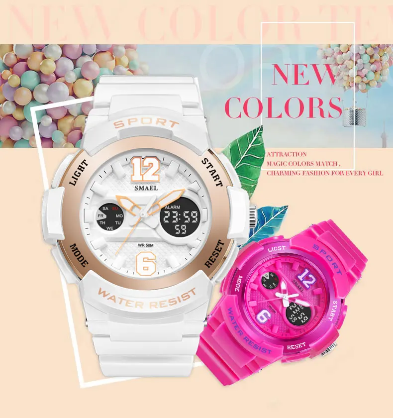 Sport Watches for Women SMAEL Ladies Watches Casual LED Digital White Clock Woman Elegant relojes mujer Women Watches Waterproof