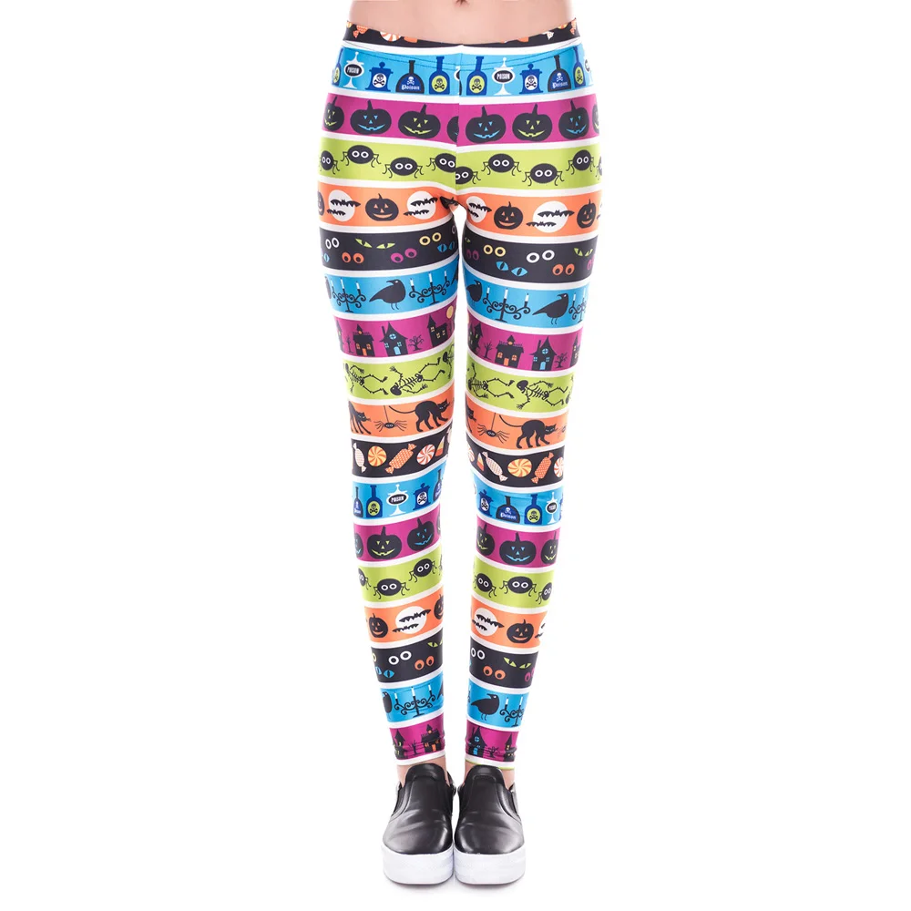 Brand Women Leggings Graphic Print Fun Digital Design Holiday Elastic