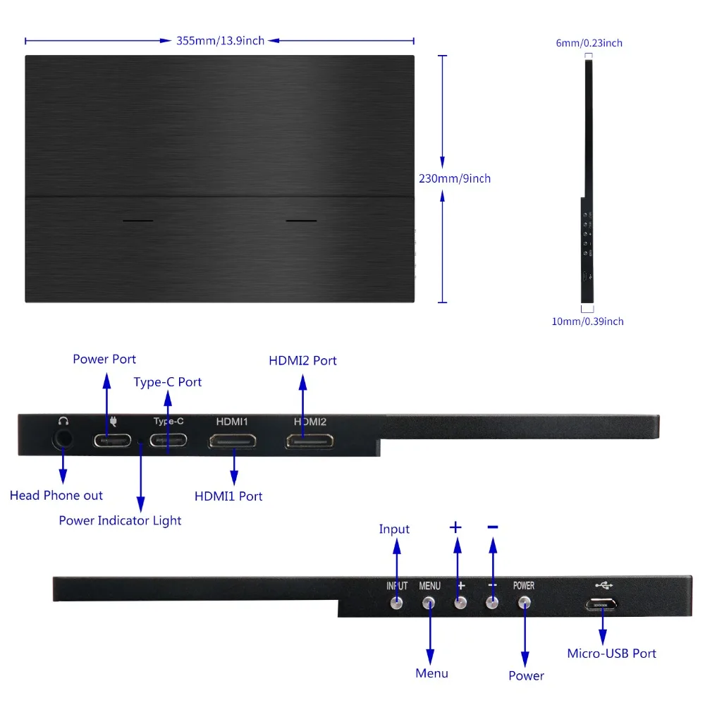 WIMAXIT M1560CT2 15,6 дюймовый сенсорный портативный монитор Ulta-slim 1080p дисплей type-C/USB C монитор