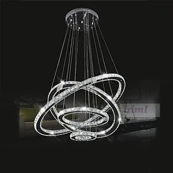 

Luxury LED K9 Crystal Chandelier Lihting Transparent k9 Crystal Round 4 Rings 20CM Plus 40CM Plus 60CM Plus 80CM Lamps Fixtures