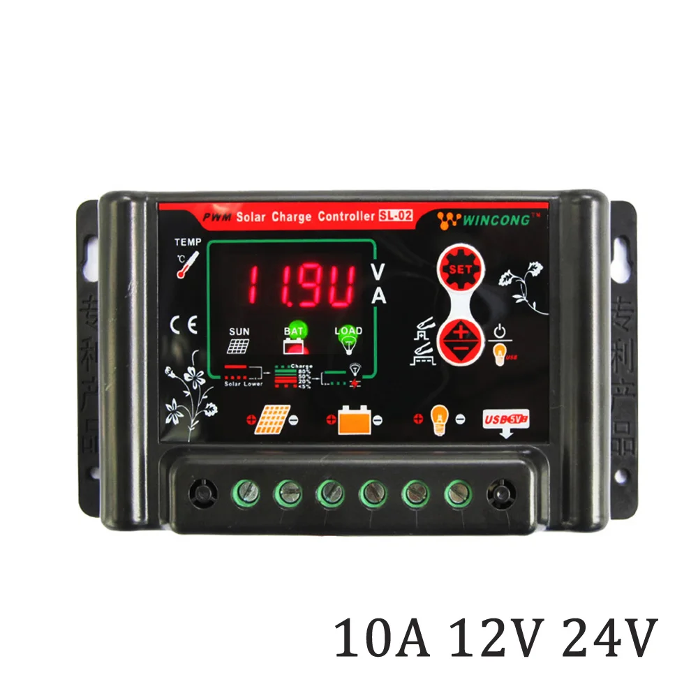 

10A 12V 24V Solar Panel Charge Controllers Regulator 3.7V 12.8V 25.6V 11.1V 14.8V 22.2V LI LI-ION NI-MH LiFePO4 Battery