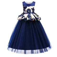 Платье принцессы с цветочным рисунком для девочек; длинное официальное вечернее платье и свадебный костюм; детское платье-пачка для причастия; детская одежда; Vestido