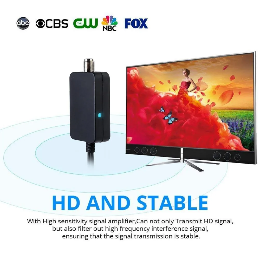 Indoor TV Antenna 1080P Digital HDTV Antenna With Amplifier Signal Booster 300 Mile Range 4K HD VHF Freeview TV Aerial High Gain