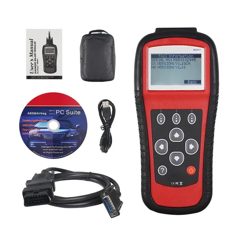 

MaxiDiag PRO MD801 Code Readers Scan Tools Scanner For OBD1 OBDII J1979 TPMS CAN ABS Airbag Systems Software Upgrade
