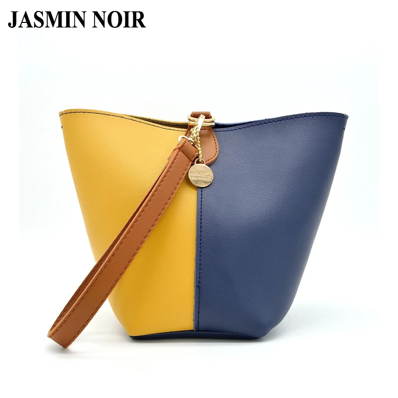 

Fashion Design Women Pannelled Patchwork Small Bucket Handbags Lady Dual Functions Bucket Cross Body Bag Femle PU Shoulder Bags