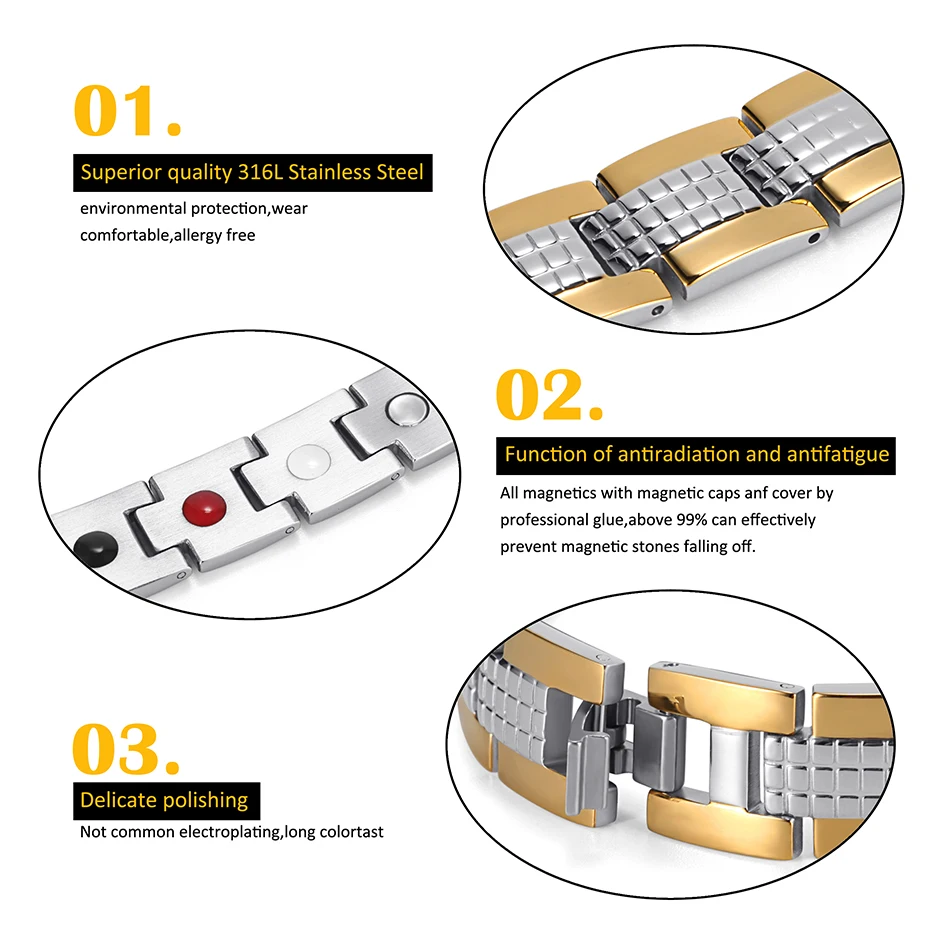 Energy Therapy Stainless Steel Bracelet  (2)