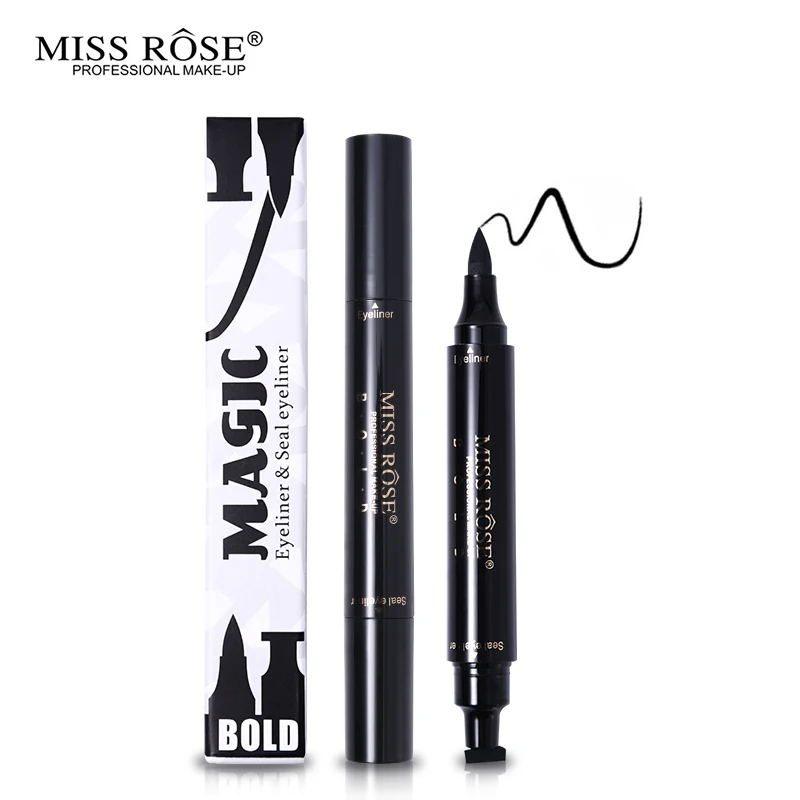 Жидкая подводка для глаз Miss Rose карандаш с штампом водостойкая Черная Подводка
