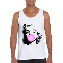 Новое поступление модные мужские майки Мэрилин Монро забавные розовые пузыри Монро печатная Мужская футболка с круглым вырезом Повседневная крутая жилетка