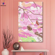 DIY Раскрашивание картины по номерам с цветами абстрактный поезд на весенний цветок Картина Рисунок Живопись по номерам оформлена дома