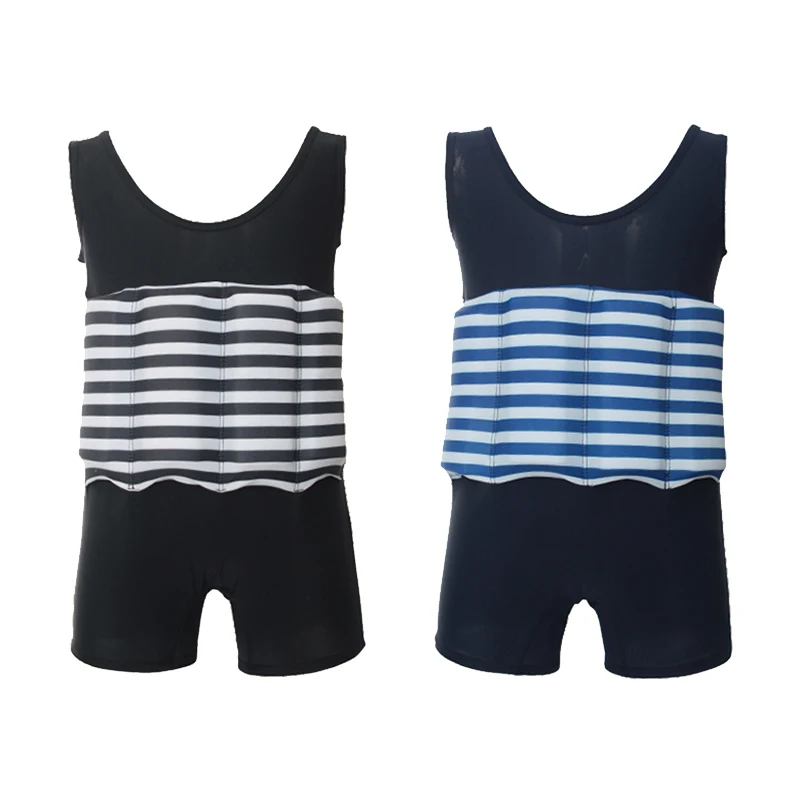 

Buoyancy Floating Swimsuit Toddler Baby Float Swimsuit Children Knee Swimming Suit Striped One Piece Training Lesson Swimwear