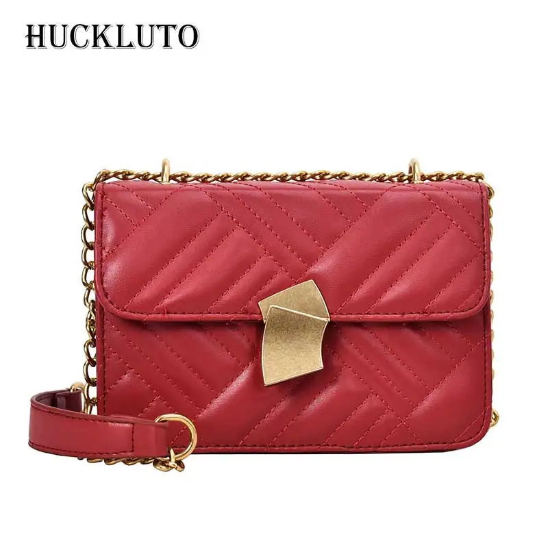 

HuckLuto Brand 2019 New Promotion Sale Fashion Luxury Chain Diamond Shoulder Bag Small Bag Leather Teen Women's Messenger Bag