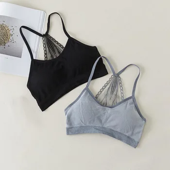 

Fashion Summer Bra Breathable Soft Seamless Lace Bra Beauty Back Chest Strap Pad Feather Hollow High Quality Comfortable