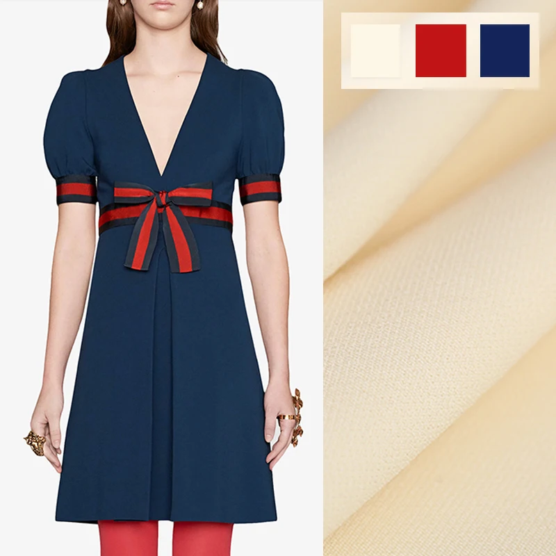 

155CM Wide 325G/M Weight Beige Red Blue Solid Color Triacetate Polyester Fabric for Autumn Spring Dress Coat Jacket DE782