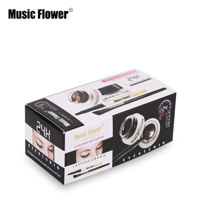 Music Flower 2 в 1 коричневый/черный гелевый крем для подводки глаз, стойкий макияж, водостойкий косметический набор, подводка для глаз+ кисти